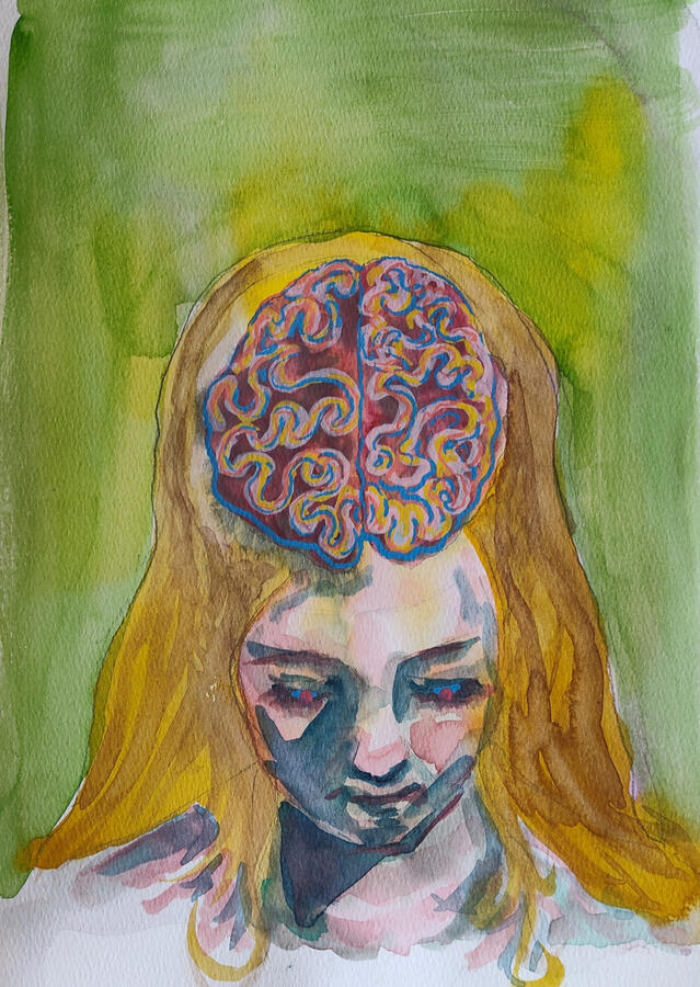 Husk, Watercolor &amp; Acrylic Marker, 11"x15" paper, 2026