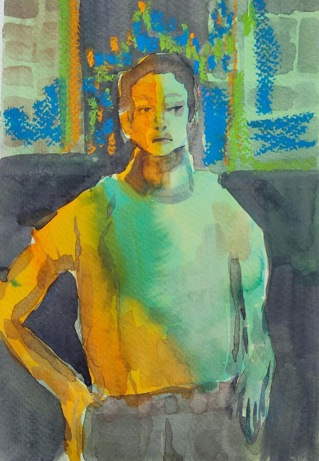 Untitled, Watercolor & Oil Pastel, 8.5"x11", 2025